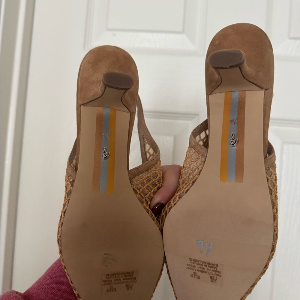 Sam Edelman Beige Mesh Slingback Kitten Heels - Picture 5 of 5